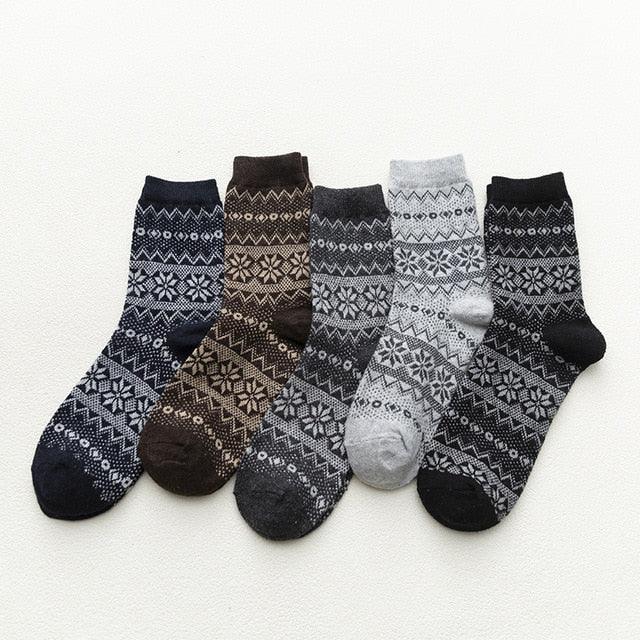 Calcetines térmicos de invierno de mezcla de lana con estampado nórdico