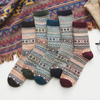 Calcetines térmicos de invierno de mezcla de lana con estampado nórdico