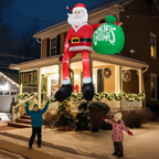 Papá Noel escalador hinchable LED gigante de 2,4 m | Decoración navideña de exterior premium e impermeable
