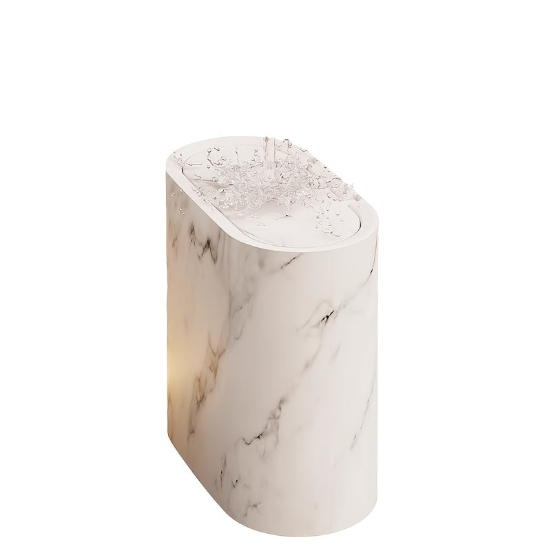 Papelera con estampado de mármol | Cubo moderno para baño y cocina con tapa