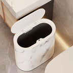 Papelera con estampado de mármol | Cubo moderno para baño y cocina con tapa