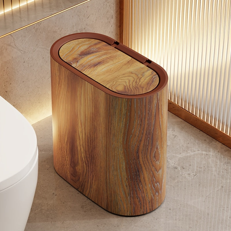 Papelera con estampado de mármol | Cubo moderno para baño y cocina con tapa