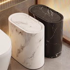 Papelera con estampado de mármol | Cubo moderno para baño y cocina con tapa