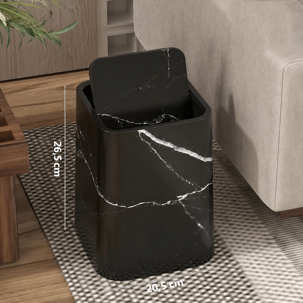 Papelera de mármol | Tapa giratoria elegante