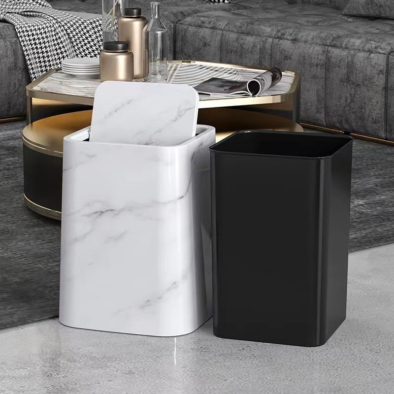 Papelera de mármol | Tapa giratoria elegante