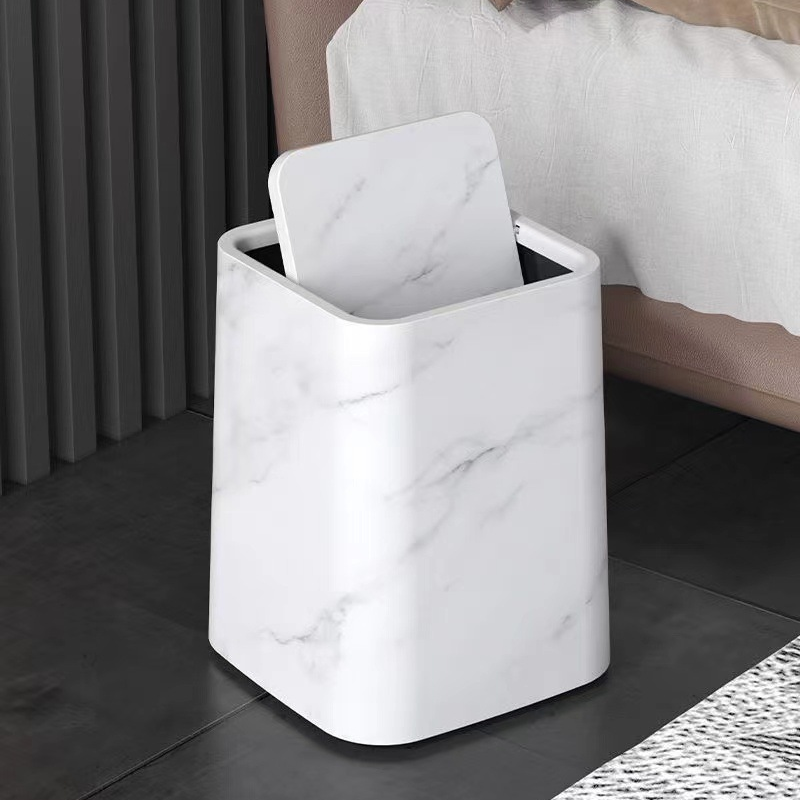 Papelera de mármol | Tapa giratoria elegante
