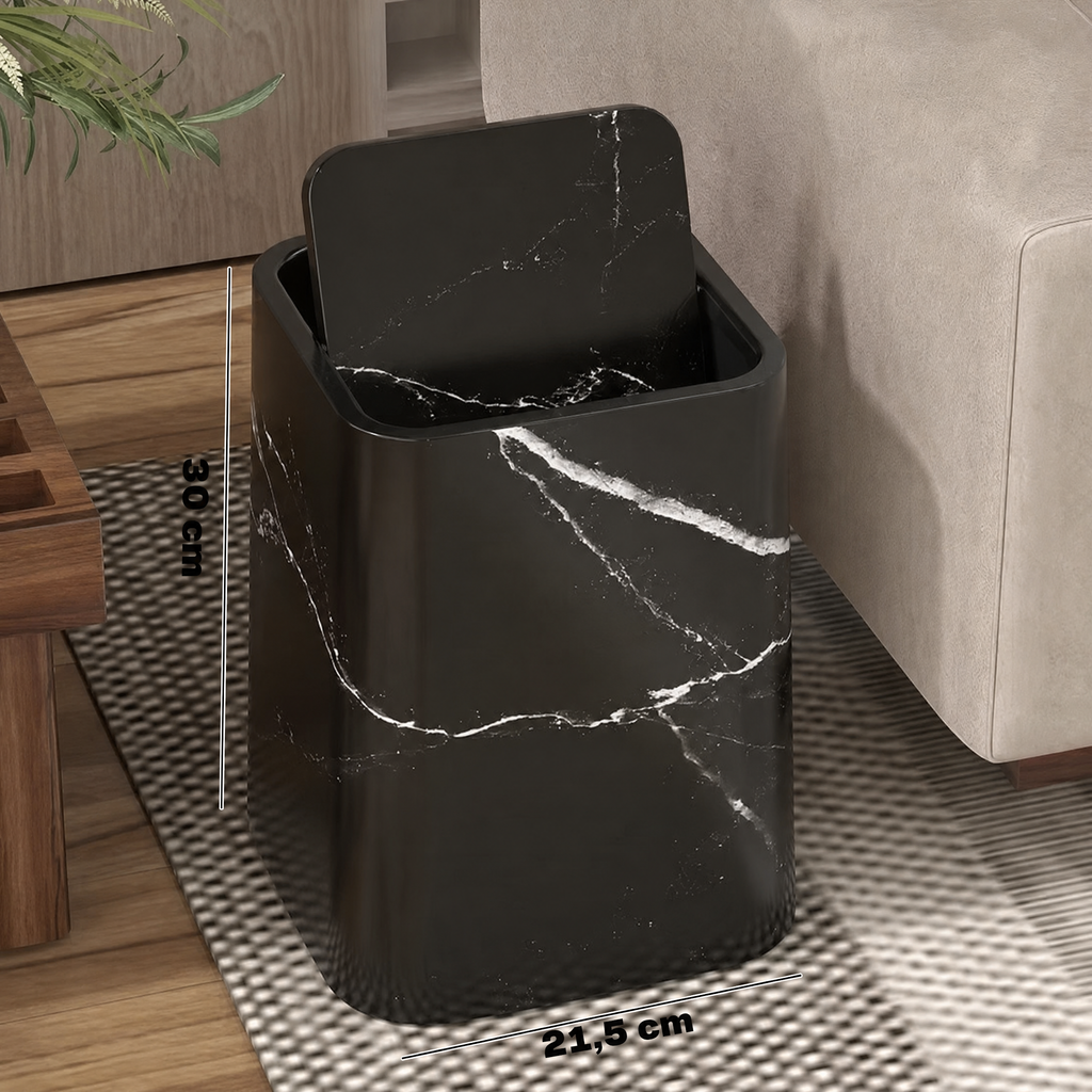 Papelera de mármol | Tapa giratoria elegante