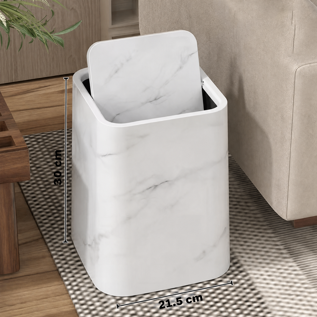 Papelera de mármol | Tapa giratoria elegante
