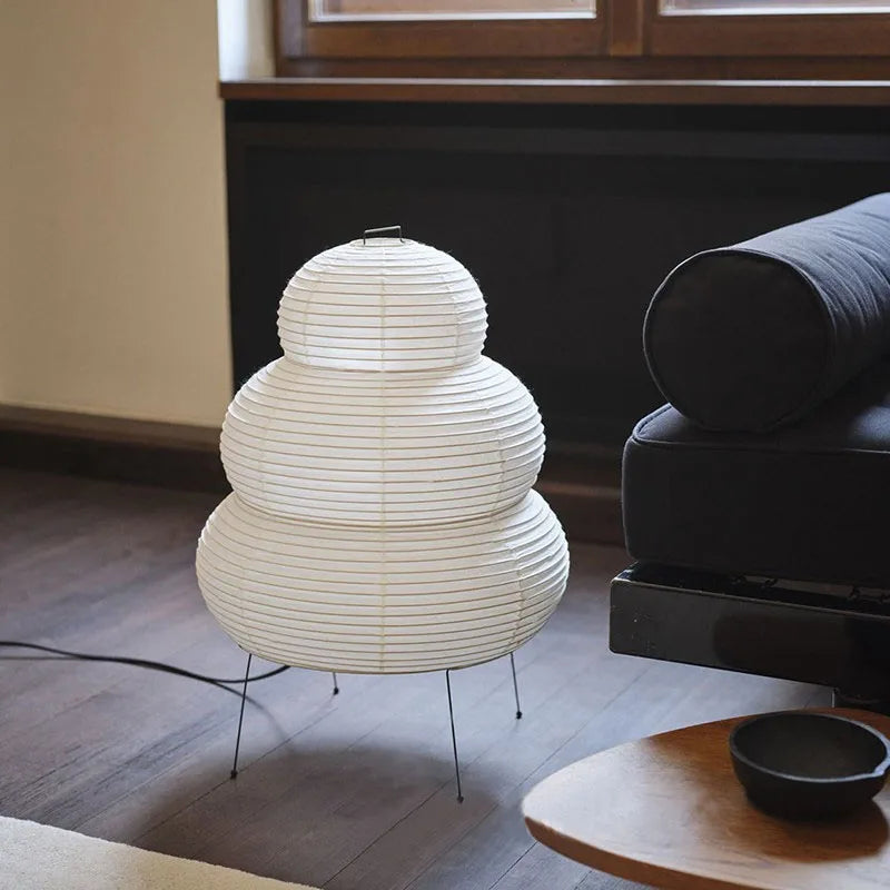 Lámpara de pie de papel - Estilo japonés - Iluminación ambiental regulable - Linterna de papel de arroz