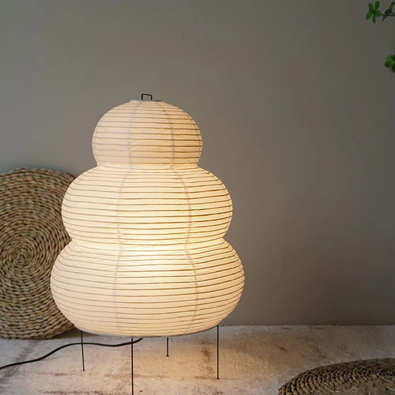 Lámpara de pie de papel - Estilo japonés - Iluminación ambiental regulable - Linterna de papel de arroz
