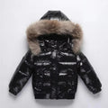 Parka de invierno para niños, chaqueta acolchada de plumón, ribete de pelo auténtico en la capucha, exterior resistente 