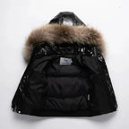 Parka de invierno para niños, chaqueta acolchada de plumón, ribete de pelo auténtico en la capucha, exterior resistente 