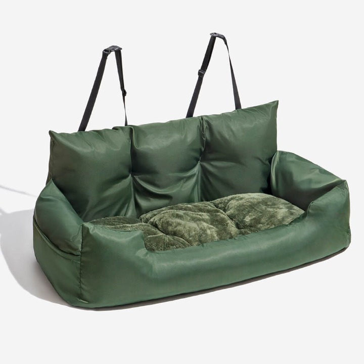 Cama unisex para mascotas en el coche para perros: viaje seguro y cómodo.