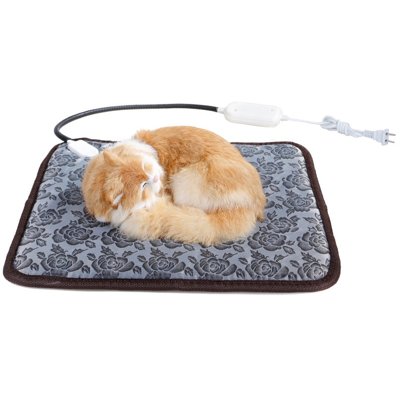 Almohadilla térmica eléctrica para mascotas (perro o gato) con protector de cable impermeable y control de temperatura.