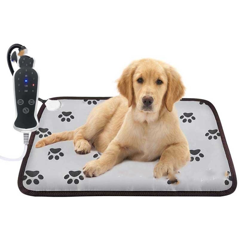 Almohadilla térmica eléctrica para mascotas (perro o gato) con protector de cable impermeable y control de temperatura.