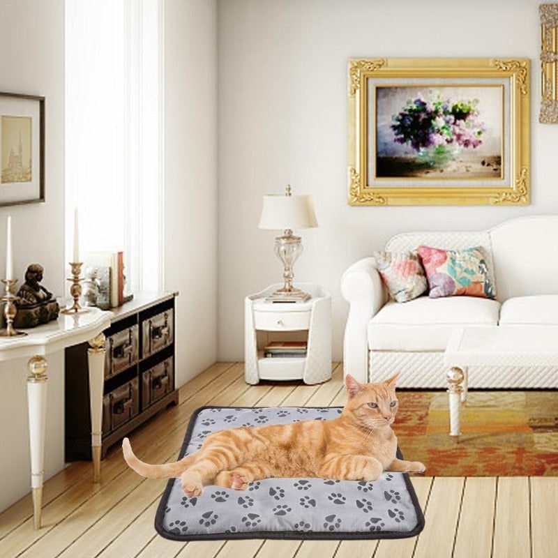 Almohadilla térmica eléctrica para mascotas (perro o gato) con protector de cable impermeable y control de temperatura.