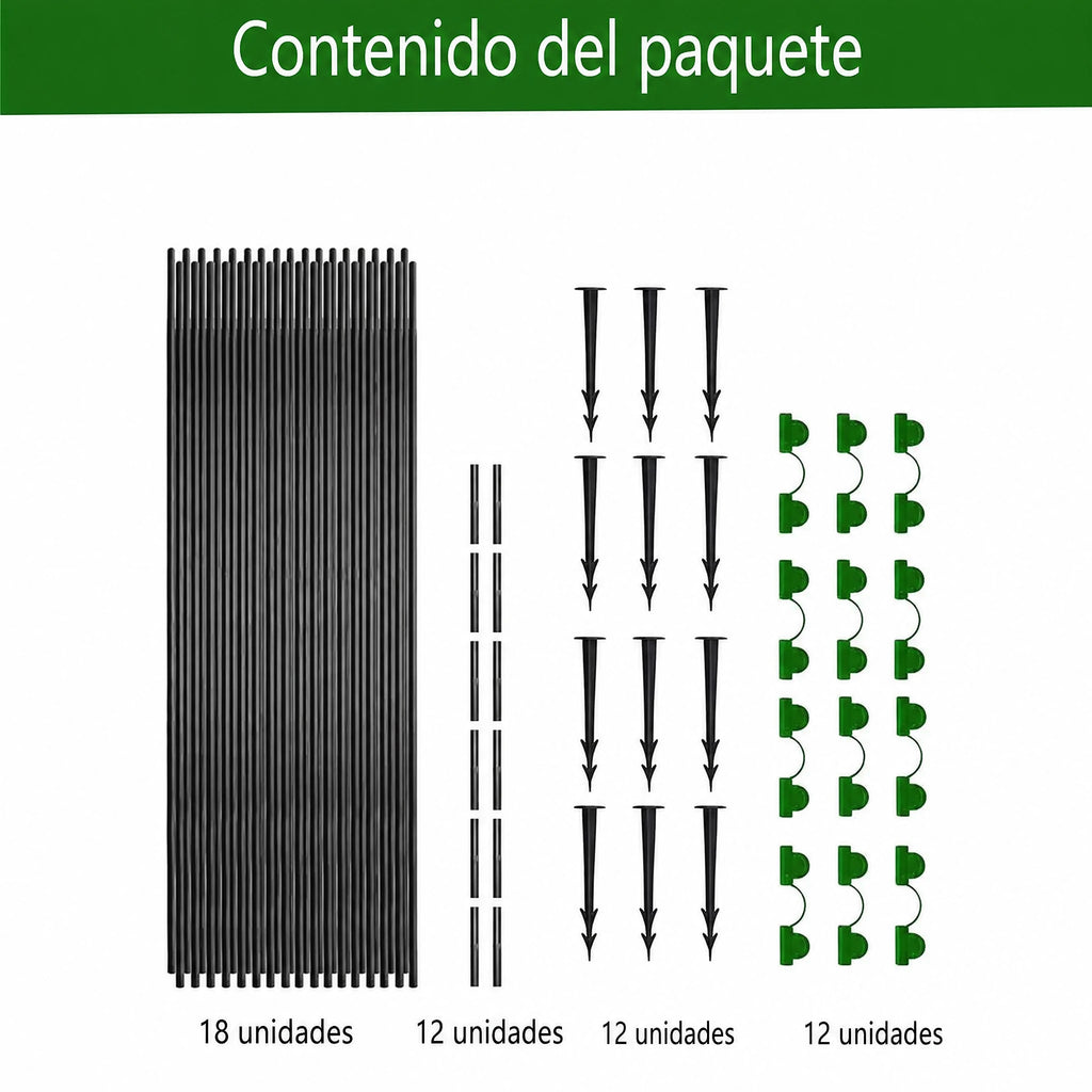 Plantura FlexGrow Set de arco de jardín de fibra de vidrio | Túnel para plantas DIY para bancales elevados e invernadero