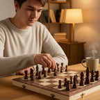 Juego de ajedrez portátil de madera magnético para divertirse en los viajes.