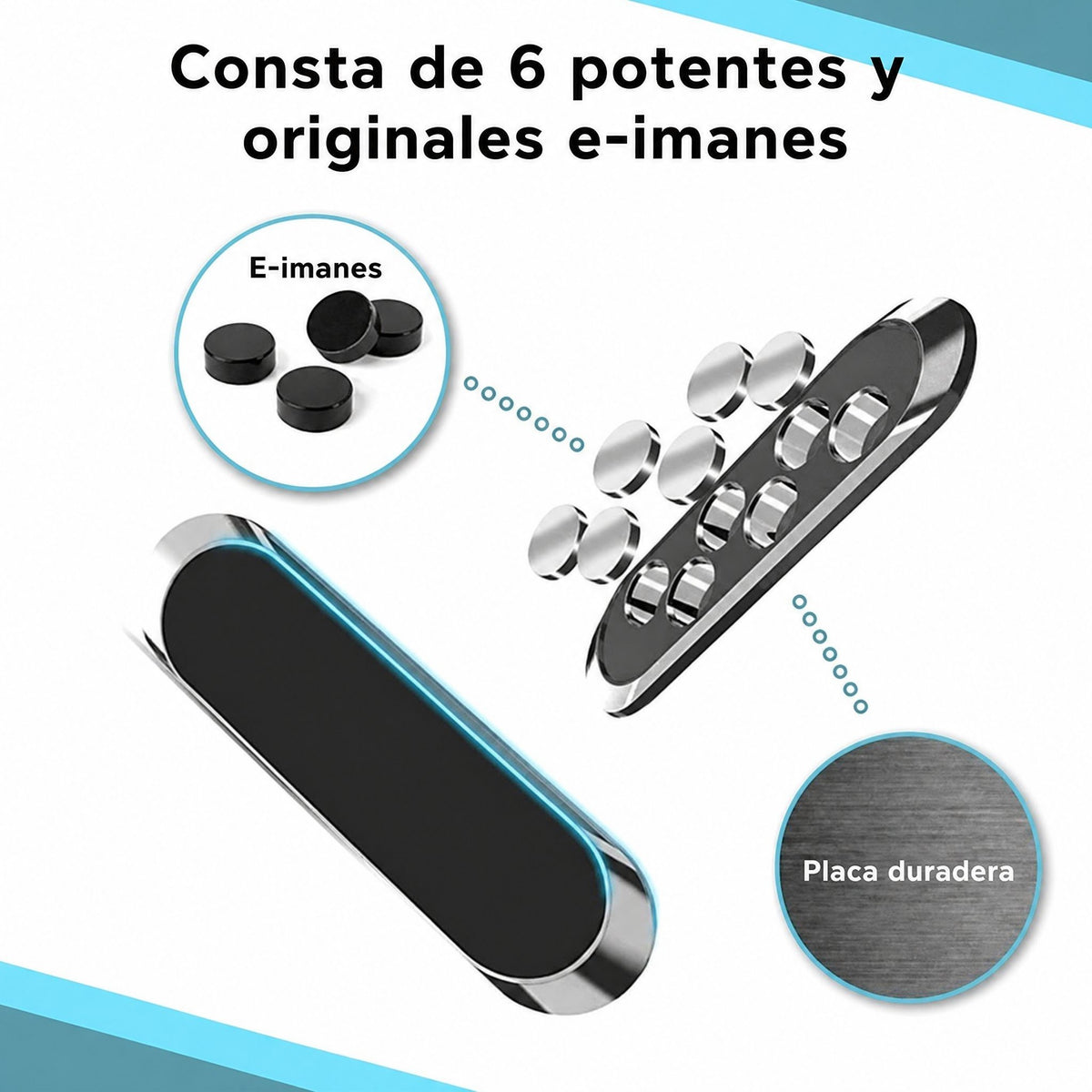 Potente soporte magnético para teléfono - Sin necesidad de taladrar