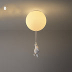 Lámpara de techo divertida con osos y luces de globos para la habitación de los niños