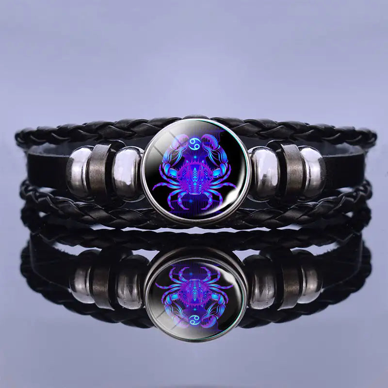 Pulsera de cuero con charm de astrología