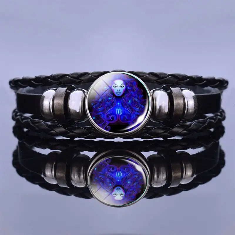 Pulsera de cuero con charm de astrología