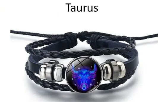 Pulsera de cuero con charm de astrología