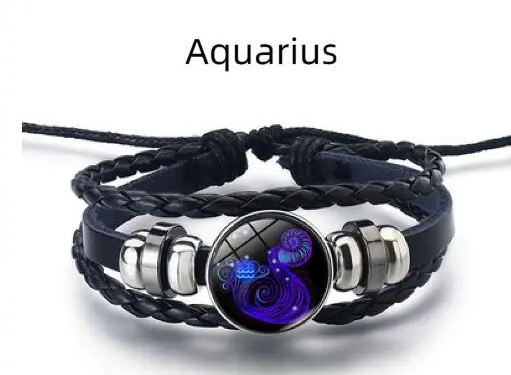 Pulsera de cuero con charm de astrología