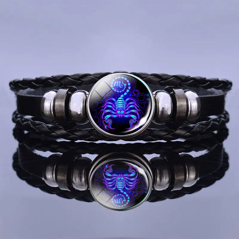 Pulsera de cuero con charm de astrología