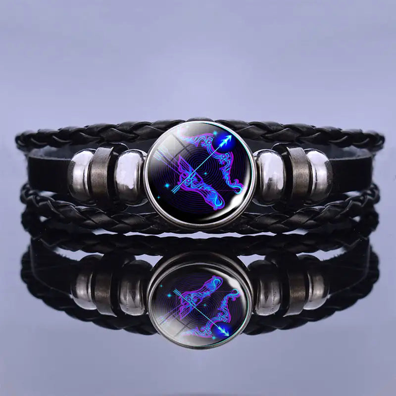 Pulsera de cuero con charm de astrología