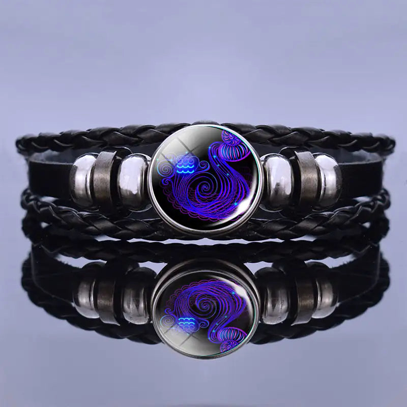 Pulsera de cuero con charm de astrología