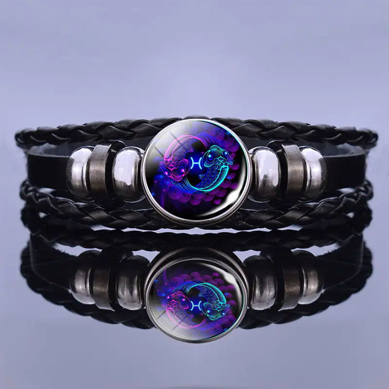 Pulsera de cuero con charm de astrología