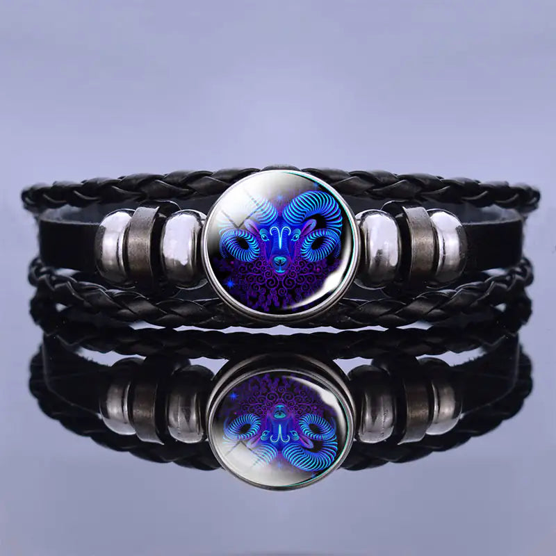 Pulsera de cuero con charm de astrología