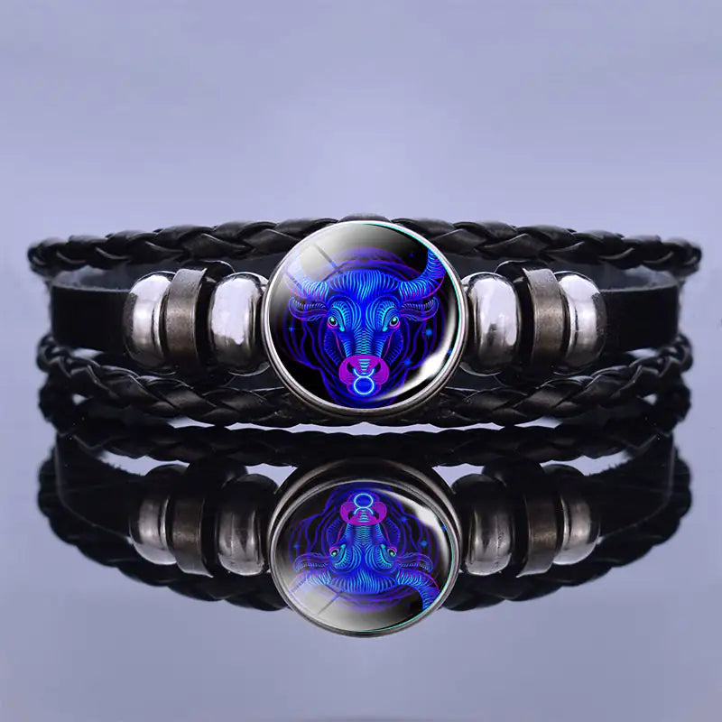 Pulsera de cuero con charm de astrología