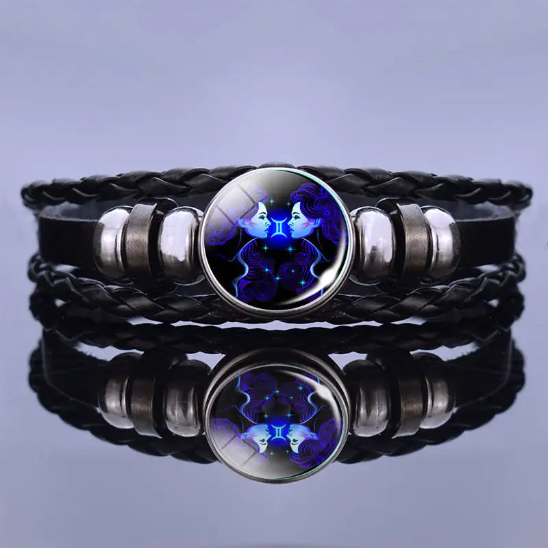 Pulsera de cuero con charm de astrología