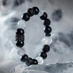 Ragnar - Pulsera de Guerrero Negro Lord con Cuentas de Cristal Natural
