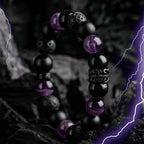 Ragnar - Pulsera de Guerrero Negro Lord con Cuentas de Cristal Natural