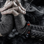 Ragnar - Pulsera de Guerrero Negro Lord con Cuentas de Cristal Natural