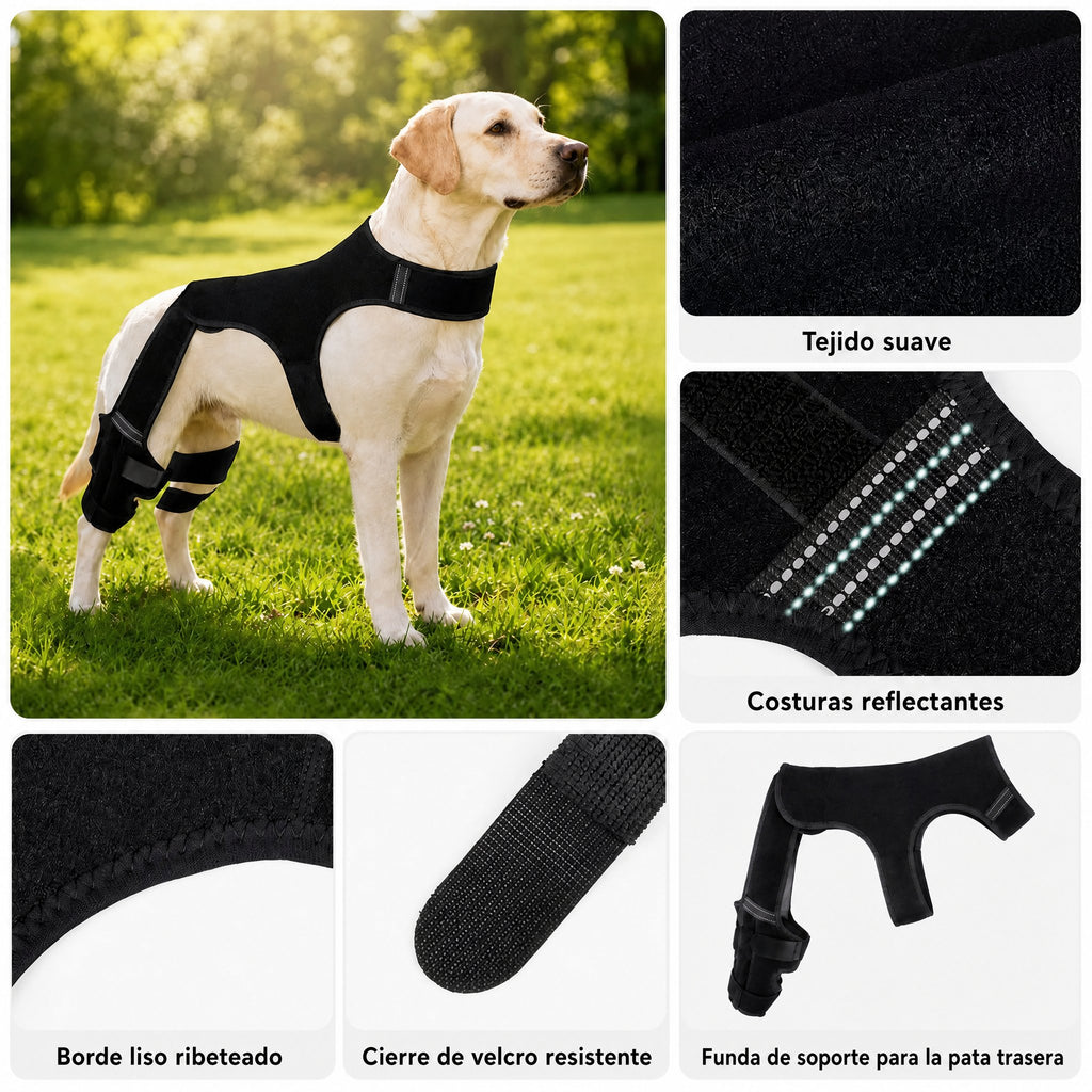 RearGuard Dog Rear Leg Support Brace - Férula de soporte para patas traseras de perro antideslizante para estabilidad en