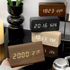 Reloj despertador inteligente LED | Diseño moderno de madera con control por voz