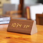 Reloj despertador inteligente LED | Diseño moderno de madera con control por voz