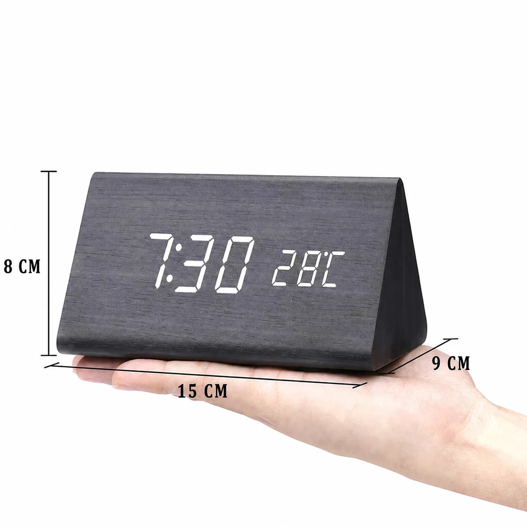 Reloj despertador inteligente LED | Diseño moderno de madera con control por voz
