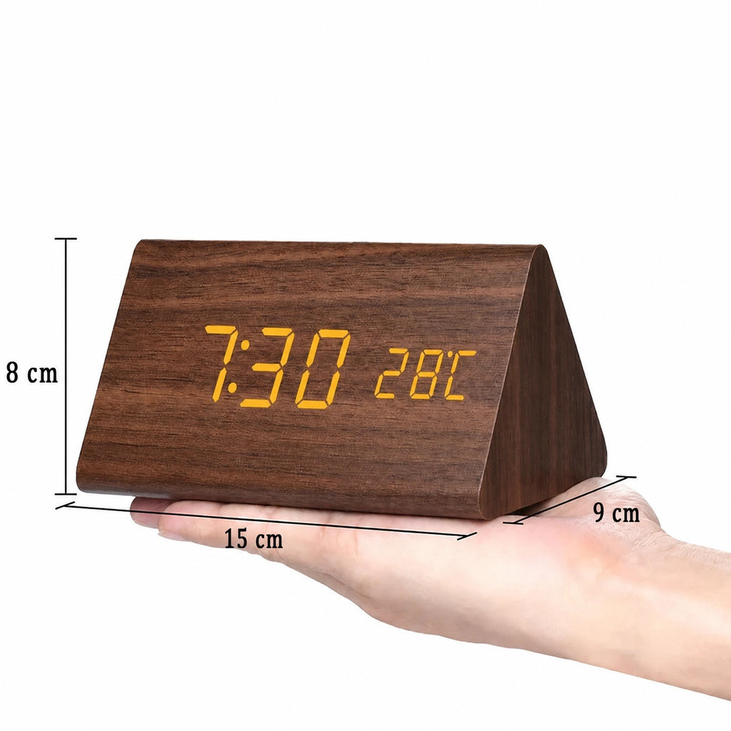 Reloj despertador inteligente LED | Diseño moderno de madera con control por voz