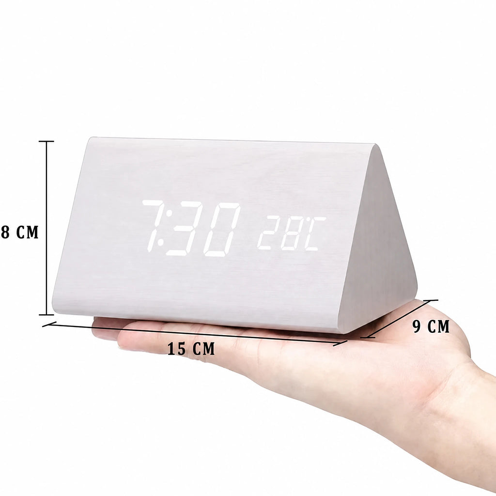 Reloj despertador inteligente LED | Diseño moderno de madera con control por voz