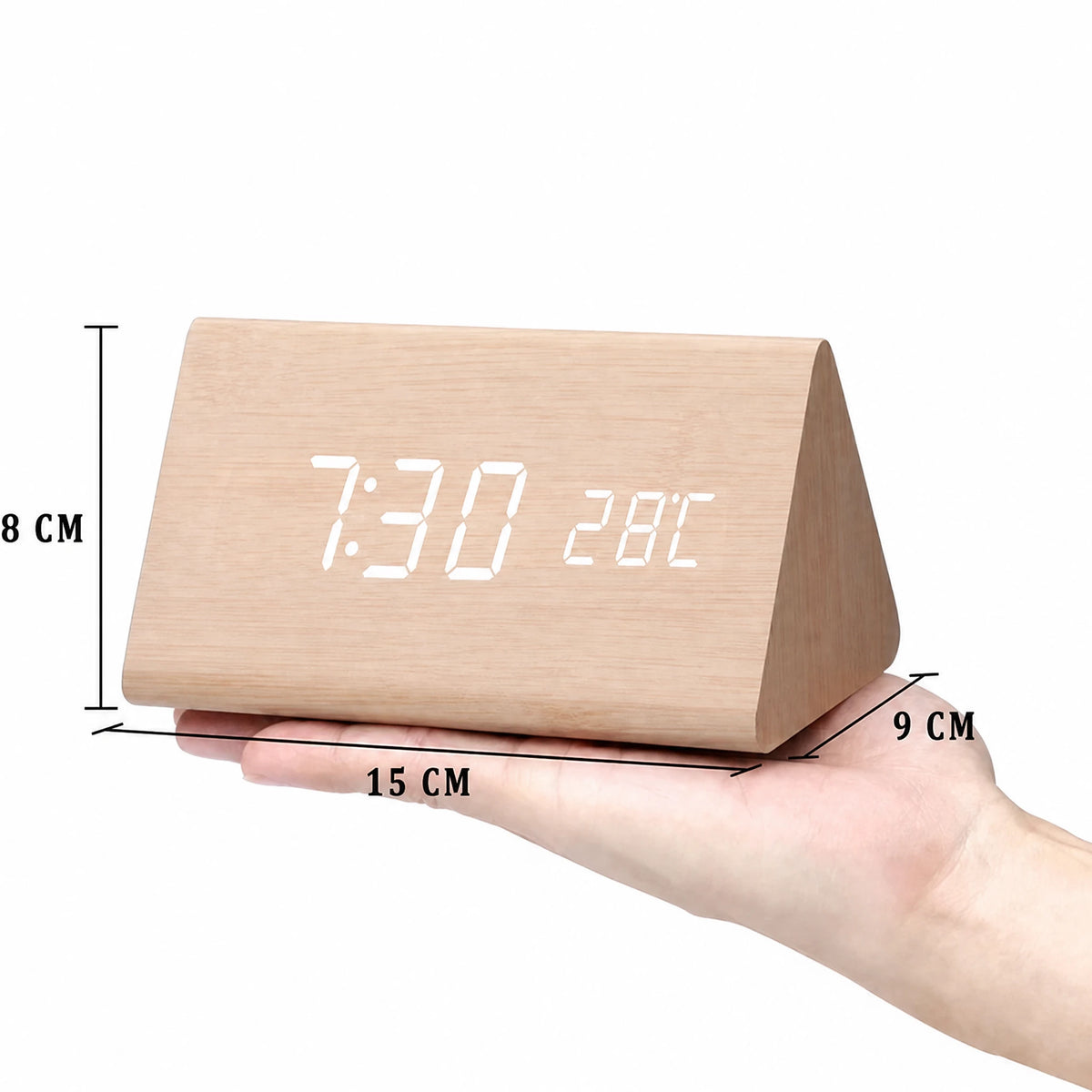 Reloj despertador inteligente LED | Diseño moderno de madera con control por voz