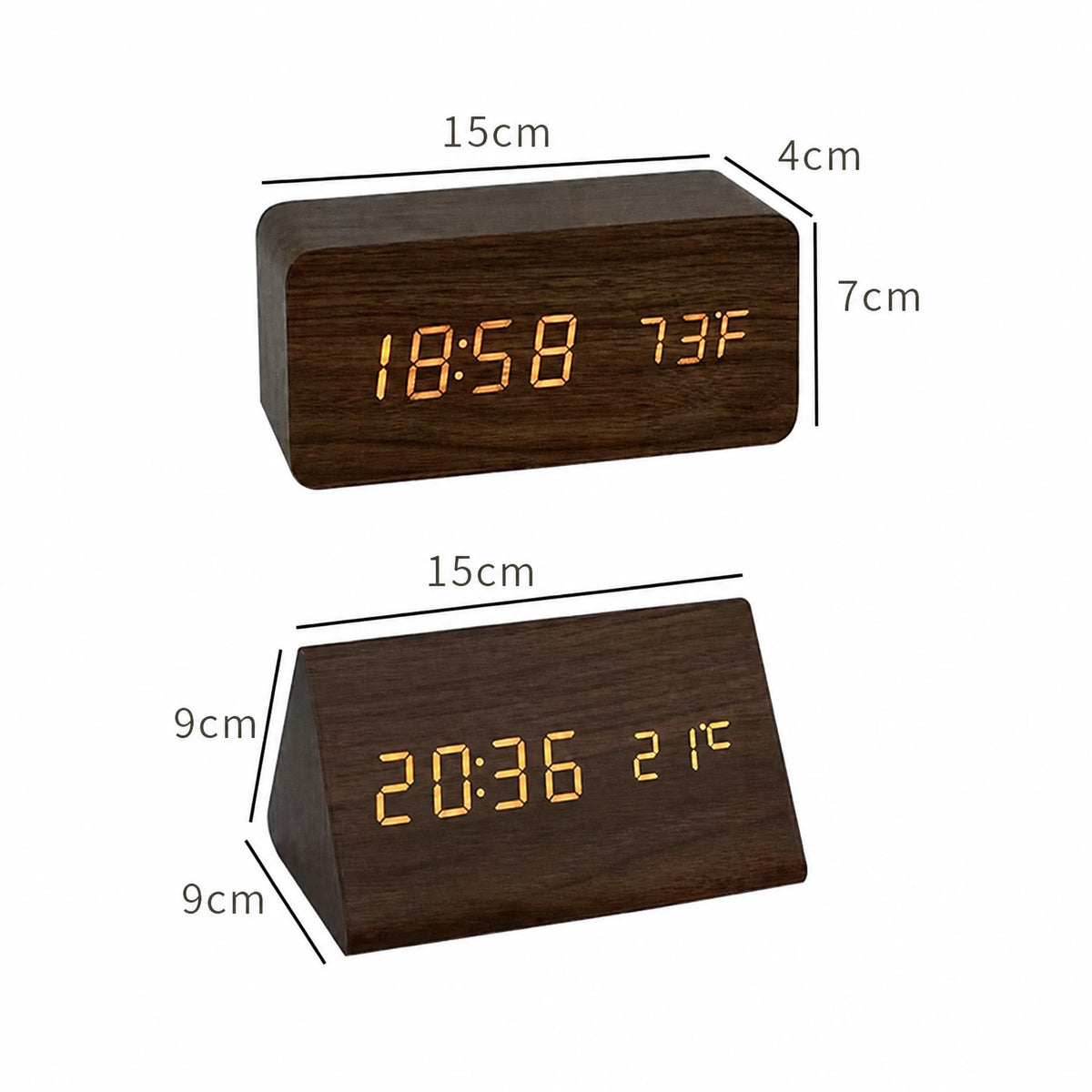 Reloj despertador inteligente LED | Diseño moderno de madera con control por voz
