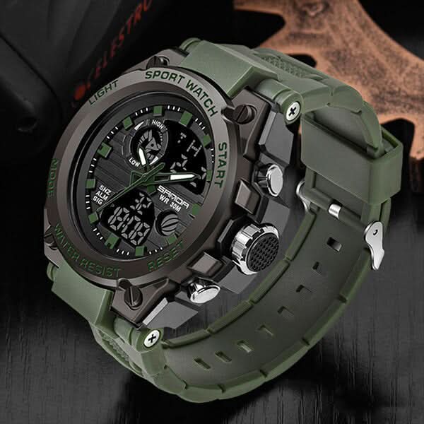 Reloj militar para hombre con pantalla analógica y digital y funciones
