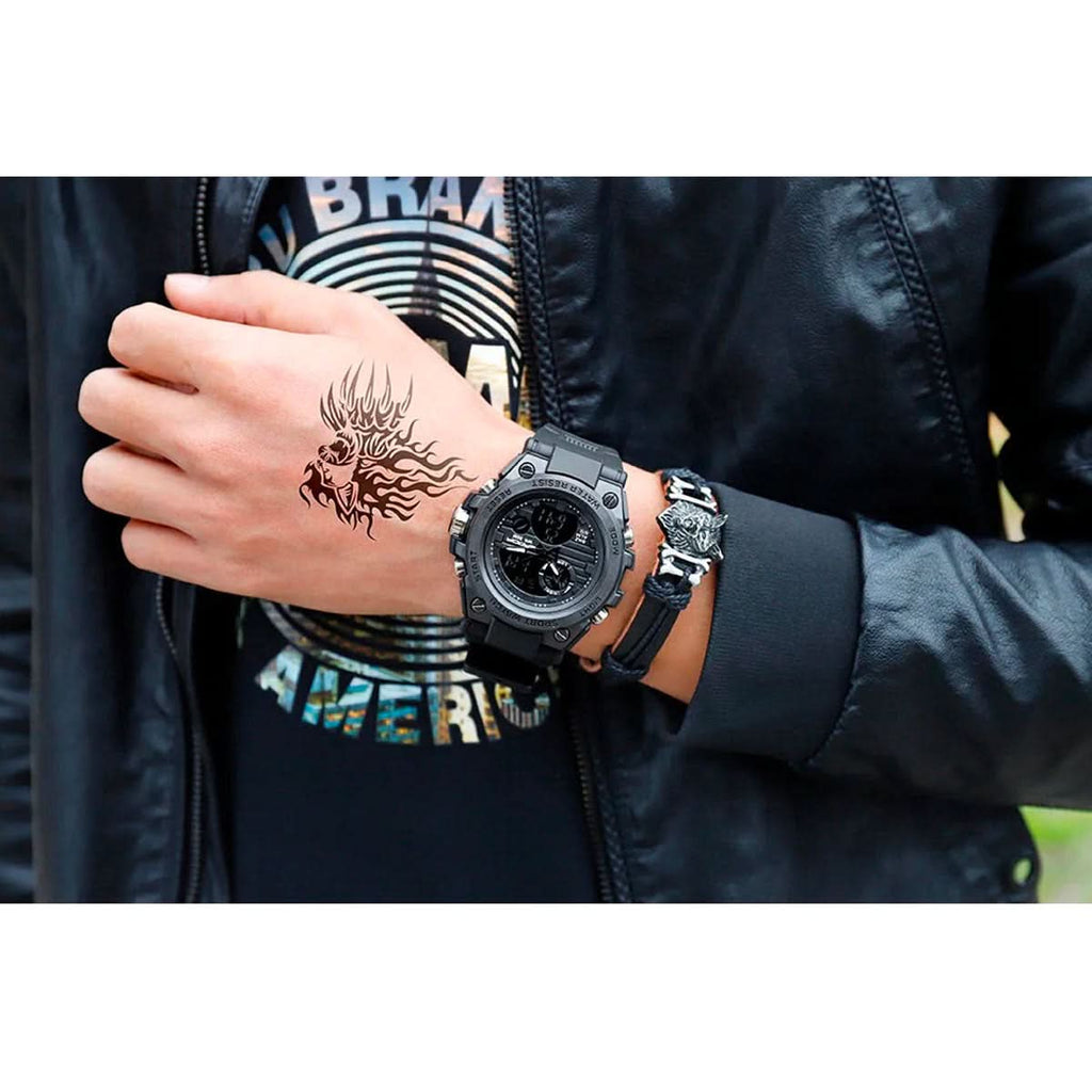 Reloj militar para hombre con pantalla analógica y digital y funciones