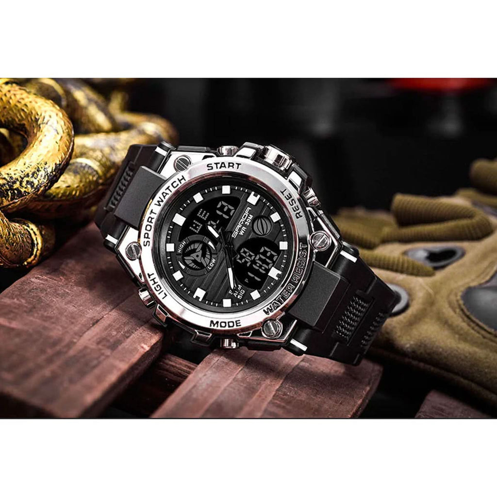 Reloj militar para hombre con pantalla analógica y digital y funciones