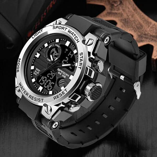 Reloj militar para hombre con pantalla analógica y digital y funciones
